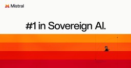 Mistral AI announcement graphic reading #1 in Sovereign AI with the Mistral logo and a small cat icon