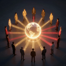 Conceptual visualization of disparate information flow from an AI system to diverse users