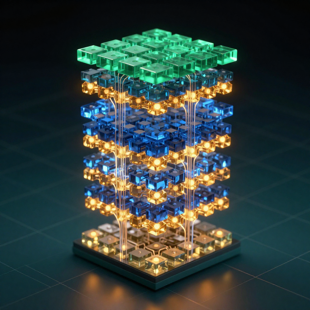 Visualization of a hybrid neural network architecture combining Mamba, Transformer, and Mixture-of-Experts layers