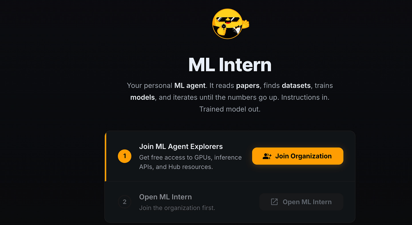 Screenshot of the ml-intern interface showing autonomous training workflow