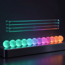 Visualization of a single token stream blending teal text tokens and magenta image tokens flowing through a compact four-layer transformer block