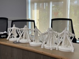 three 3d printed white models