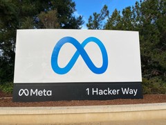 Meta headquarters sign at the company's campus