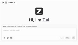 Z.ai GLM-5 model interface and branding