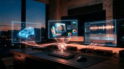 Promotional image for Claude creative connectors with Photoshop, Blender and Ableton
