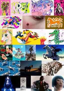 Krea 2 hero image showing a range of aesthetic styles produced by the model, from film photography to cinematic stills and digital paintings