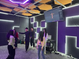 students dancing with mocap suit