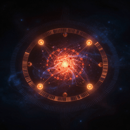 Stylized visualization of a sparse mixture-of-experts model with a central active core surrounded by thousands of dim parameter nodes and a few illuminated expert nodes