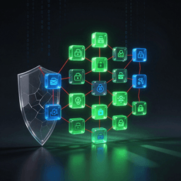 Visualization of a software supply chain attack, showing interconnected package nodes with some compromised in green among safe blue nodes