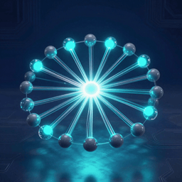 Visualization of a sparse Mixture-of-Experts architecture with 128 expert nodes, 4 active per token