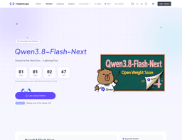 ModelScope countdown page for Qwen3.8-Flash-Next, showing the tagline 'Onward to the Next-Gen — Lightning-Fast', a release countdown timer, and an estimated release time of 2026-08-26 23:00 UTC+08:00