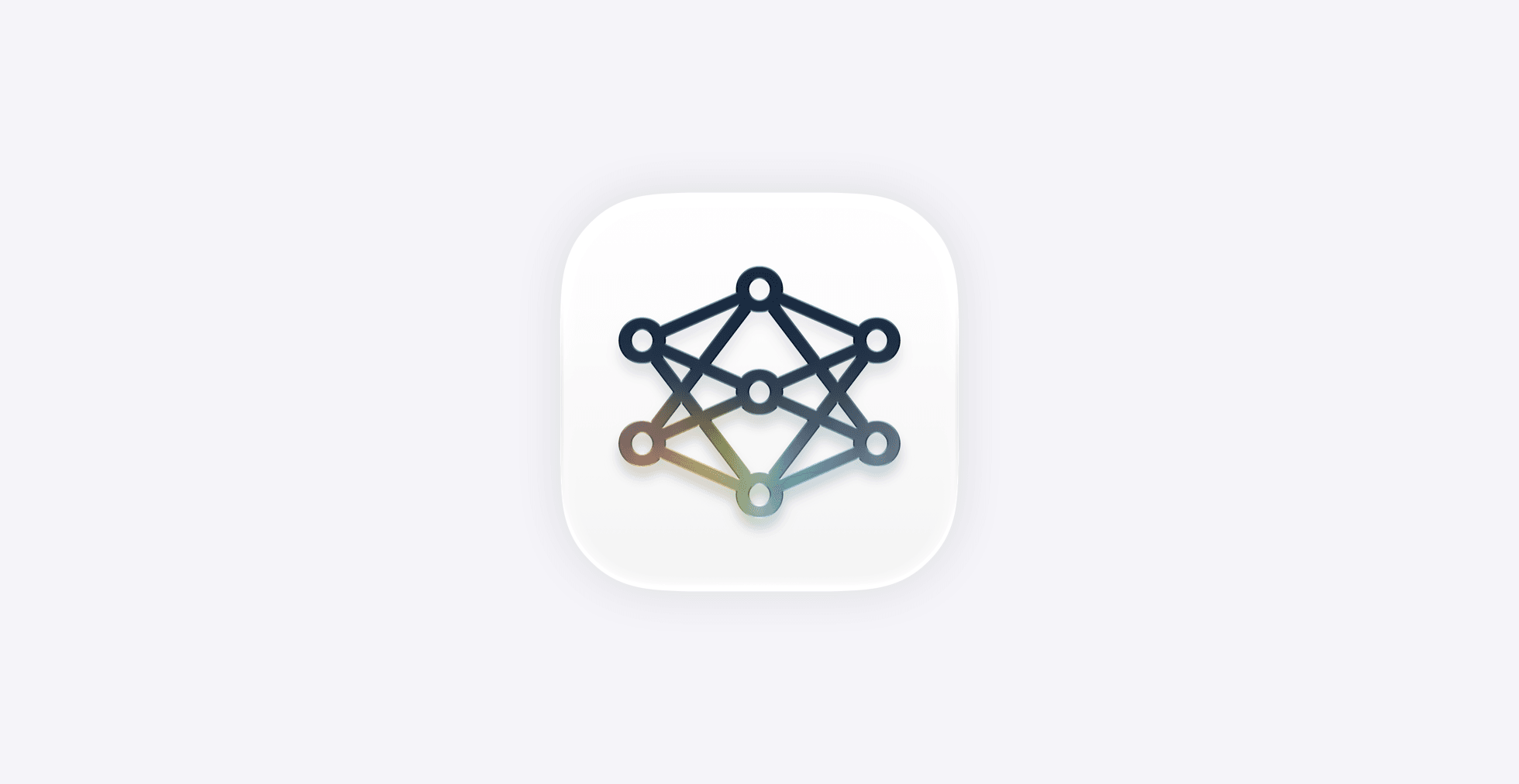 The Apple Foundation Models framework icon: a stylised neural network graph of linked nodes on a white rounded-square tile.